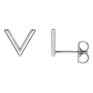 8 x 9mm (3/8 Inch) Polished Sterling Silver Small 'V' Post Earrings